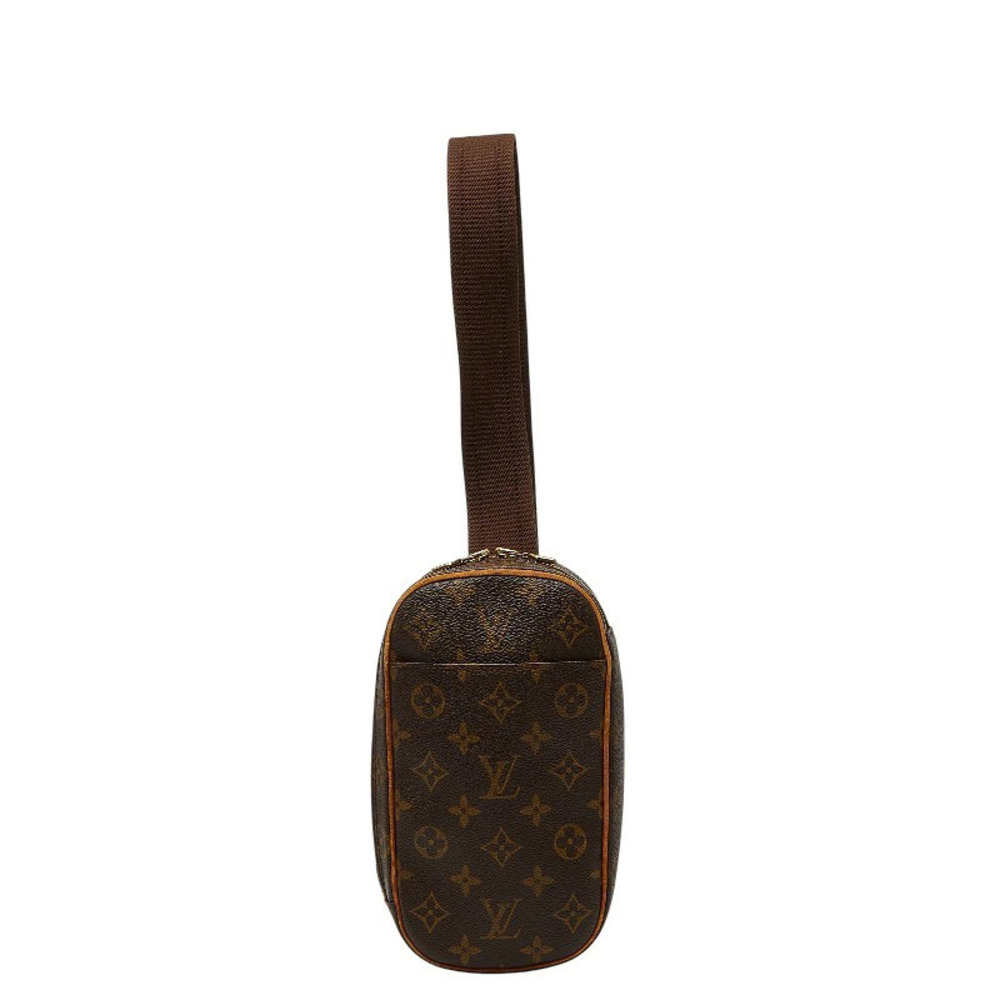 Louis Vuitton Monogram Pochette Gange Body Bag Waist Brown Leather
